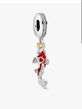 Pandora Good Fortune Carp Dangle Charm HTF Sterling Silver & 14k Gold $125/each